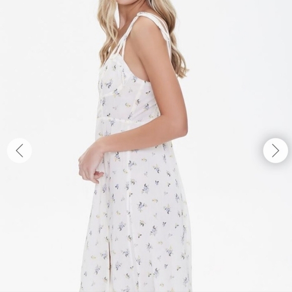 Forever 21 ivory floral print sleeveless midi length cami dress - Picture 7 of 12